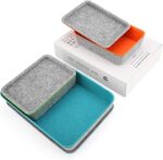 Welaxy Lidded drawer organizer bins - makeup stationery organizing 3- pack (Orange + Green + Turquoise)