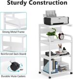 Tribesigns 4-Shelf Mobile Printer Stand with Storage Shelves (White)