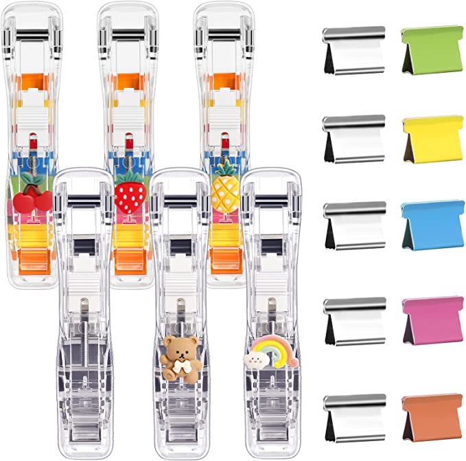 6pcs Paper Clip Dispenser,Clam Clip Dispensers with 200 Metal Refill Clips