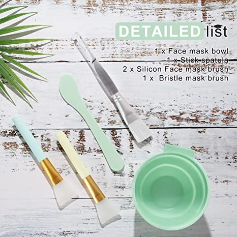 Face Mask Mixing Bowl Set, Plazuria 5 in 1 DIY Facemask Mixing Tool Kit