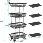 Fruit Basket for Kitchen,4 Tier Stackable Fruit and Vegetable Storage Rolling Cart