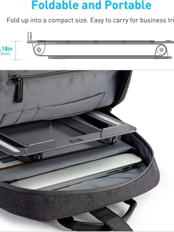 Almoz Laptop Stand, Aluminum Computer Riser, Compatible with All Laptop 10-17.3 Inches, Space Grey