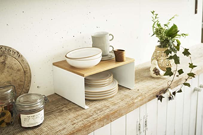 Yamazaki Home Wood-Top Stackable Kitchen Rack