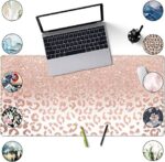 Desk Mat XXL Mouse pad, Pink Rose Gold Leopard Print Office Supplies and Accessories Decor Office for Women 31.5X15.75in