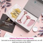Pink Jade Roller and Gua Sha Set. Jade Roller For Face Real Jade 100% Jade Stone Roller. Warm Facial Massager or Ice Roller