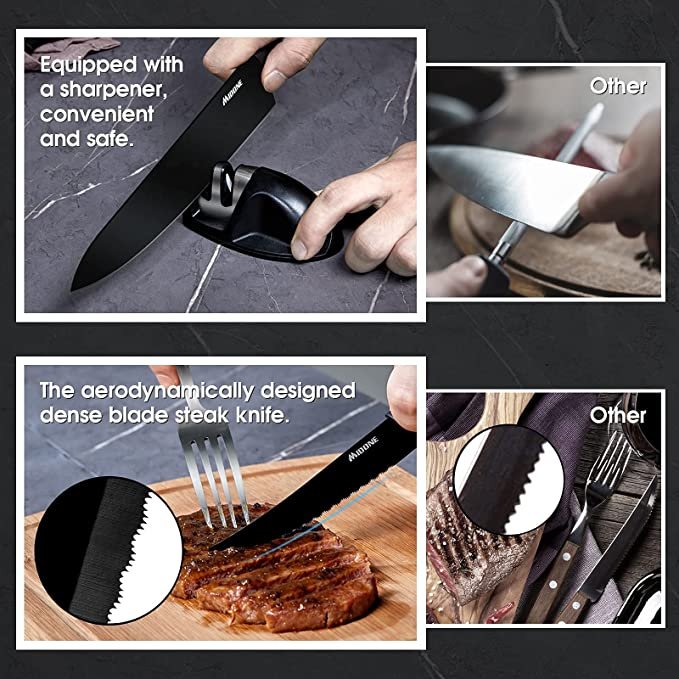 MIDONE 17 Pieces German Stainless Steel Kitchen Knife Set