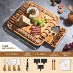 Premium Cheese Board and Knife Set - Bamboo Wood Charcuterie Board Set & Cheese Board Accessories Set
