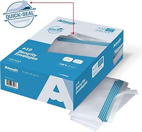 Security Self-Seal Envelopes, Windowless Design, Premium Security Tint Pattern, Ultra Strong Quick-Seal Closure - EnveGuard - Size 4-1/8 x 9-1/2 Inches - White - 24 LB - 500 Count (34010)