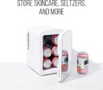 Chefman Portable Mirrored Personal Fridge 4 Liter Mini Refrigerator Skin Care, White