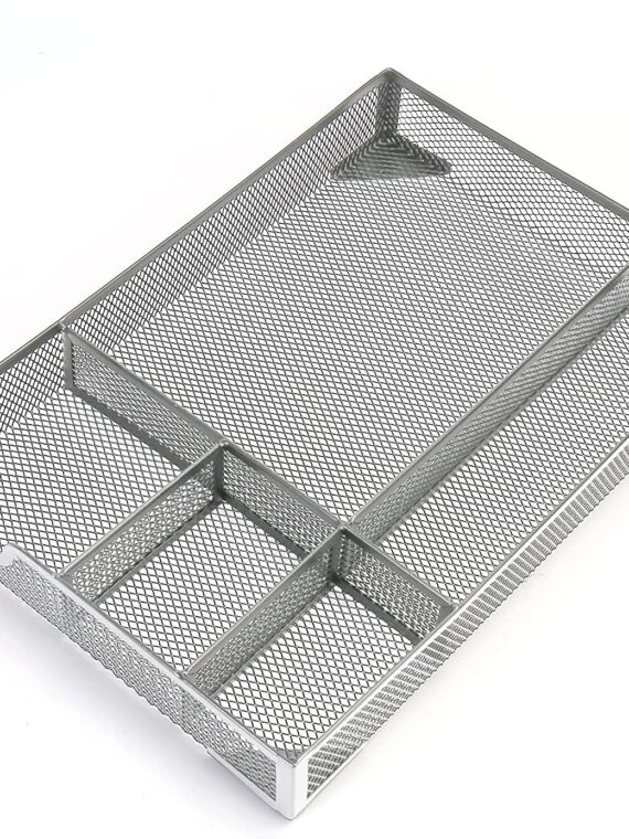 EsOfficce Desk Drawer Organizer, 12.2 x 8.3 x1.8 Inches, Silver
