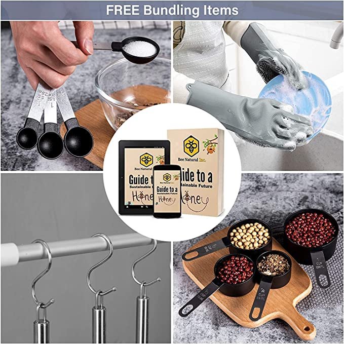 BeeNatural Kitchen Utensil Set, 32 Piece Marble Grey Kitchen Gadget