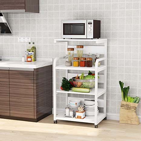 Tribesigns 4-Shelf Mobile Printer Stand with Storage Shelves (White)