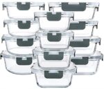 24-Piece Glass Food Storage Containers with Upgraded Snap Locking Lids, Glass Meal Prep Containers Set