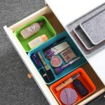 Welaxy Lidded drawer organizer bins - makeup stationery organizing 3- pack (Orange + Green + Turquoise)