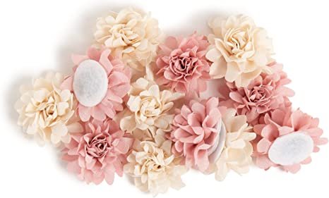 U Brands Mini Flower Magnets Set, Office Supplies, Pink and Cream, 12 Count