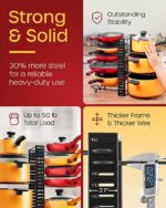 Pots and Pans Organizer for Cabinet - MUDEELA Pan Organizer Rack for Cabinet with 3 DIY Methods,