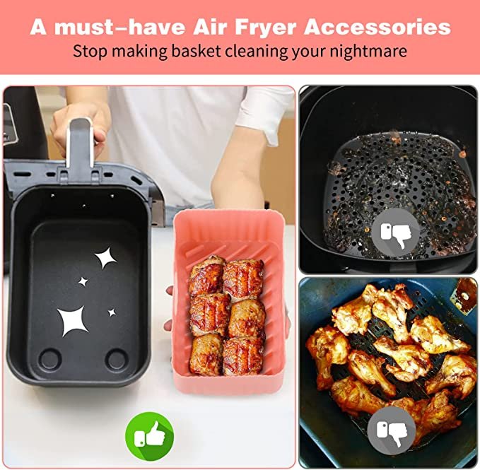 OUTXE 2-Pack Dual Air fryer Silicone Liners for 8 to 10 QT Ninja DZ201/ DZ401