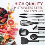 Kitchen Utensils Set 24 Nylon and Stainless Steel Cooking Utensil Set, Non-Stick and Heat Resistant (Black)
