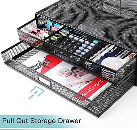 Monitor Stand, Monitor Stand with Drawer, Desktop Computer Stand for PC, Laptop, Printer - HUANUO