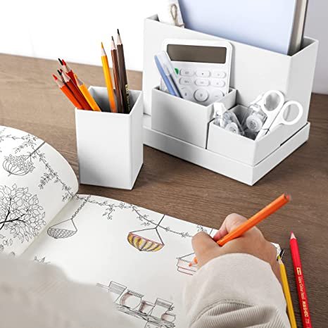 Desk Organizer, Office Desk Organizer and Accessories (Cold White)