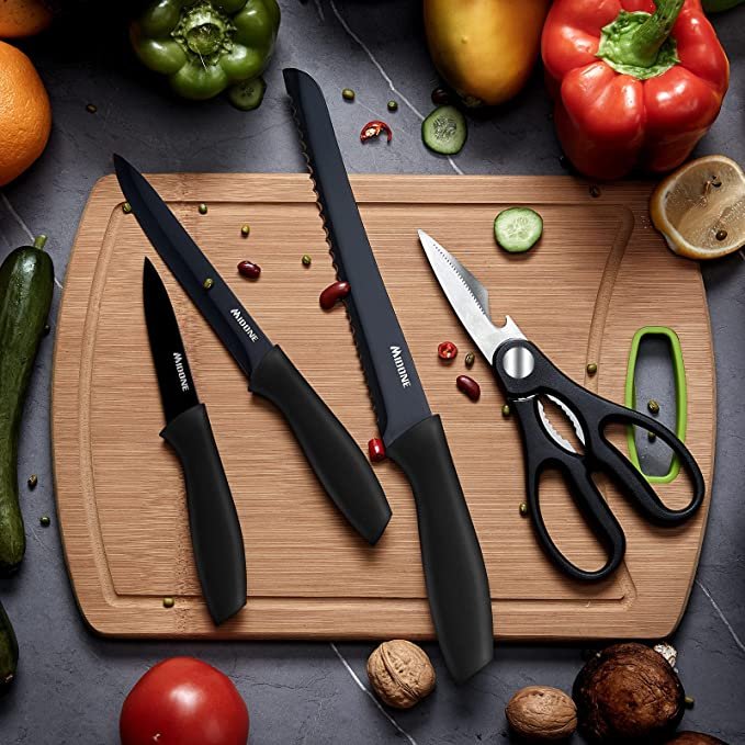 MIDONE 17 Pieces German Stainless Steel Kitchen Knife Set