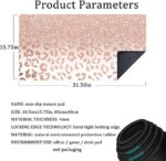 Desk Mat XXL Mouse pad, Pink Rose Gold Leopard Print Office Supplies and Accessories Decor Office for Women 31.5X15.75in