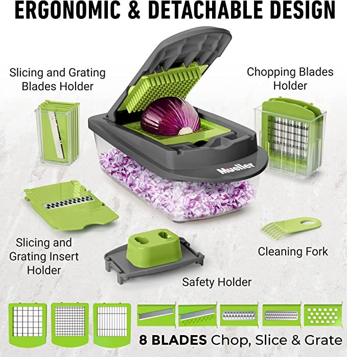 Mueller Pro-Series 10-in-1, 8 Blade Vegetable Slicer with Container