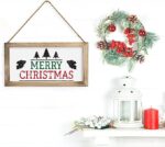 KIBAGA Farmhouse Wall Decor Signs For Christmas With Interchangeable Sayings - Rustic 9X17” Wood Picture Frame with 10 Designs