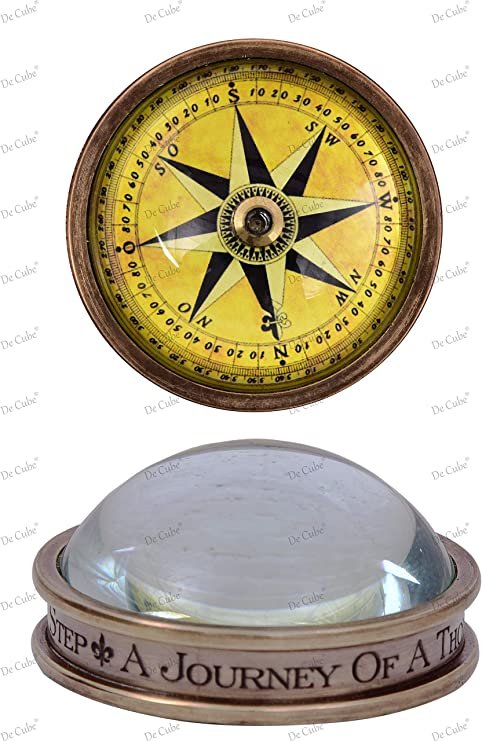 De Cube Brass Compass Desktop paperweight
