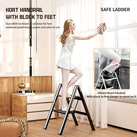 Step Ladder Folding 2 Step Stool Aluminium Anti-Slip