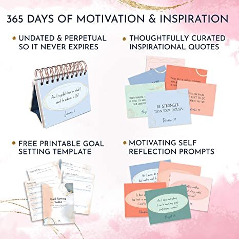 RYVE Motivational Calendar - Daily Flip Calendar with Motivational Quotes - Desk Decorations Women