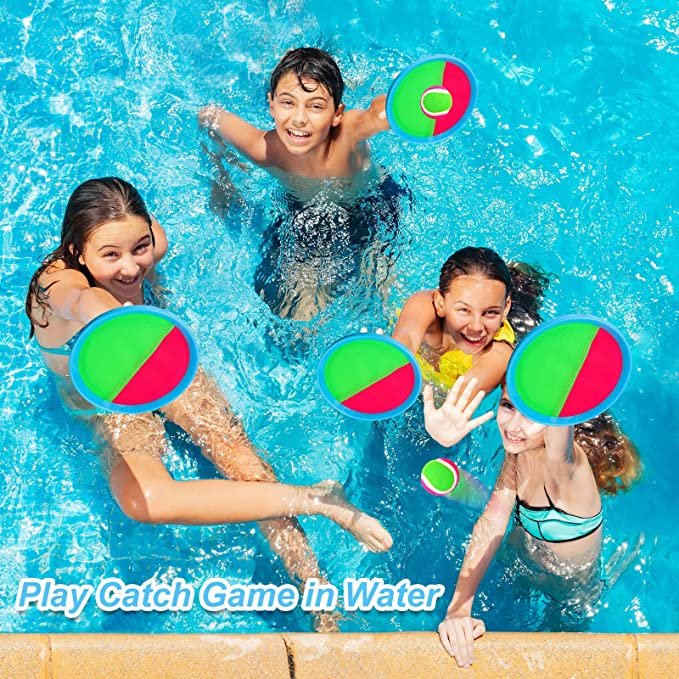 Ayeboovi Toss and Catch Ball Set Kids Toys Outdoor Games (4 Mitts & 4 Balls)