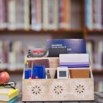 Rustic Wooden Desk Organizer - 5-Slot Shelf Organizer for Home, School, Classroom, or Office