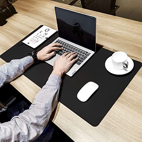 Leather Desk Pad Protector ,Waterproof Desk Writing Pad for Office and Home (Black,31.5" x 15.7")