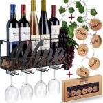 Wall Mounted Wine Rack - Bottle & Glass Holder