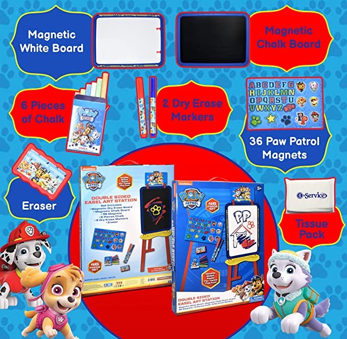 Paw Patrol Standing Art Easel for Kids,  Number 1 in Service Tissue Pack (47 Pieces)
