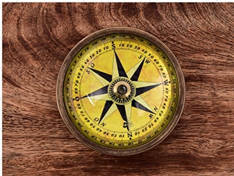 De Cube Brass Compass Desktop paperweight