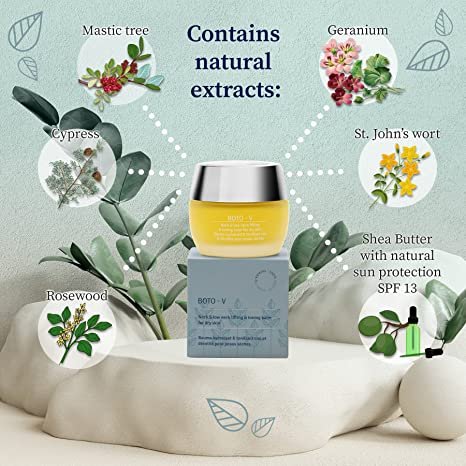 Herbs of Kedem Boto-V Neck and Chest Wrinkle Balm Treatment for Women Dry Skin -Jojoba Oil, 1.69 Fl.Oz