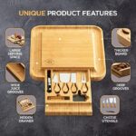 Premium Cheese Board and Knife Set - Bamboo Wood Charcuterie Board Set & Cheese Board Accessories Set
